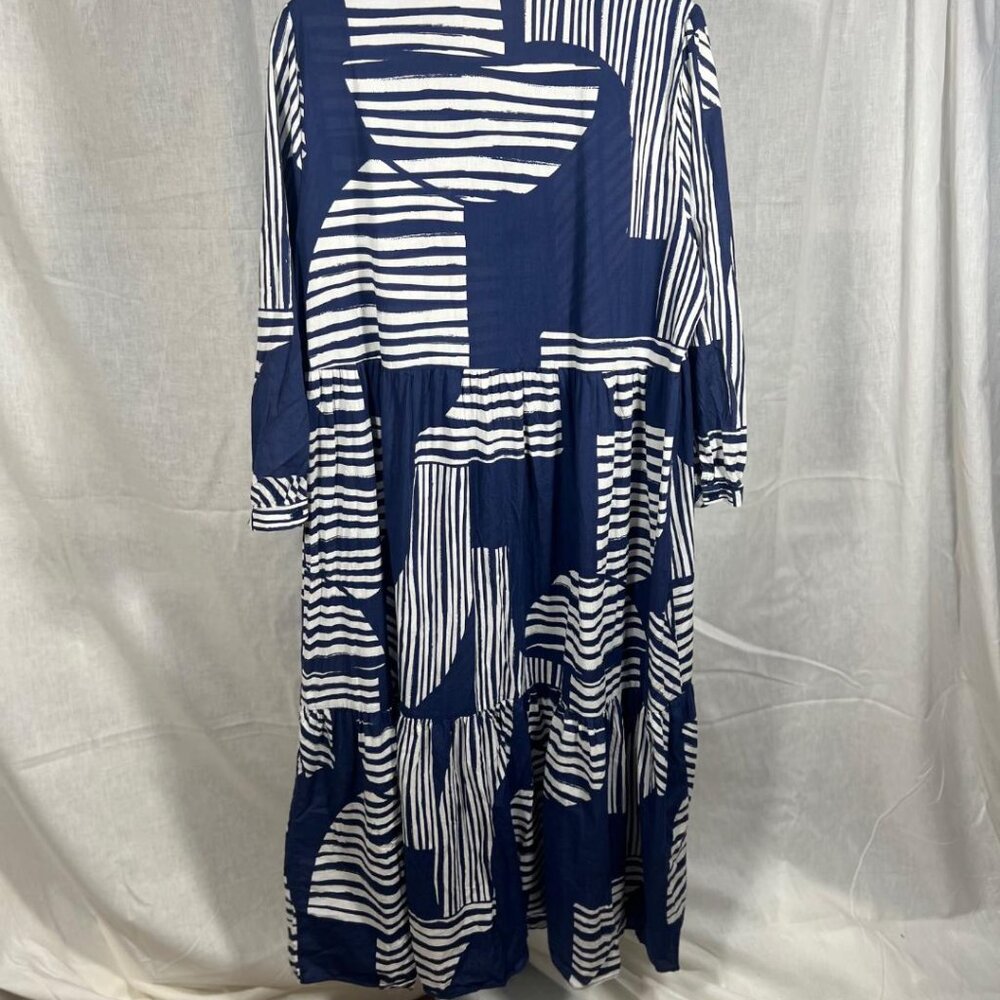 Zara Button Front Maxi Dress in Navy/White - Size XL - Picture 5 of 7